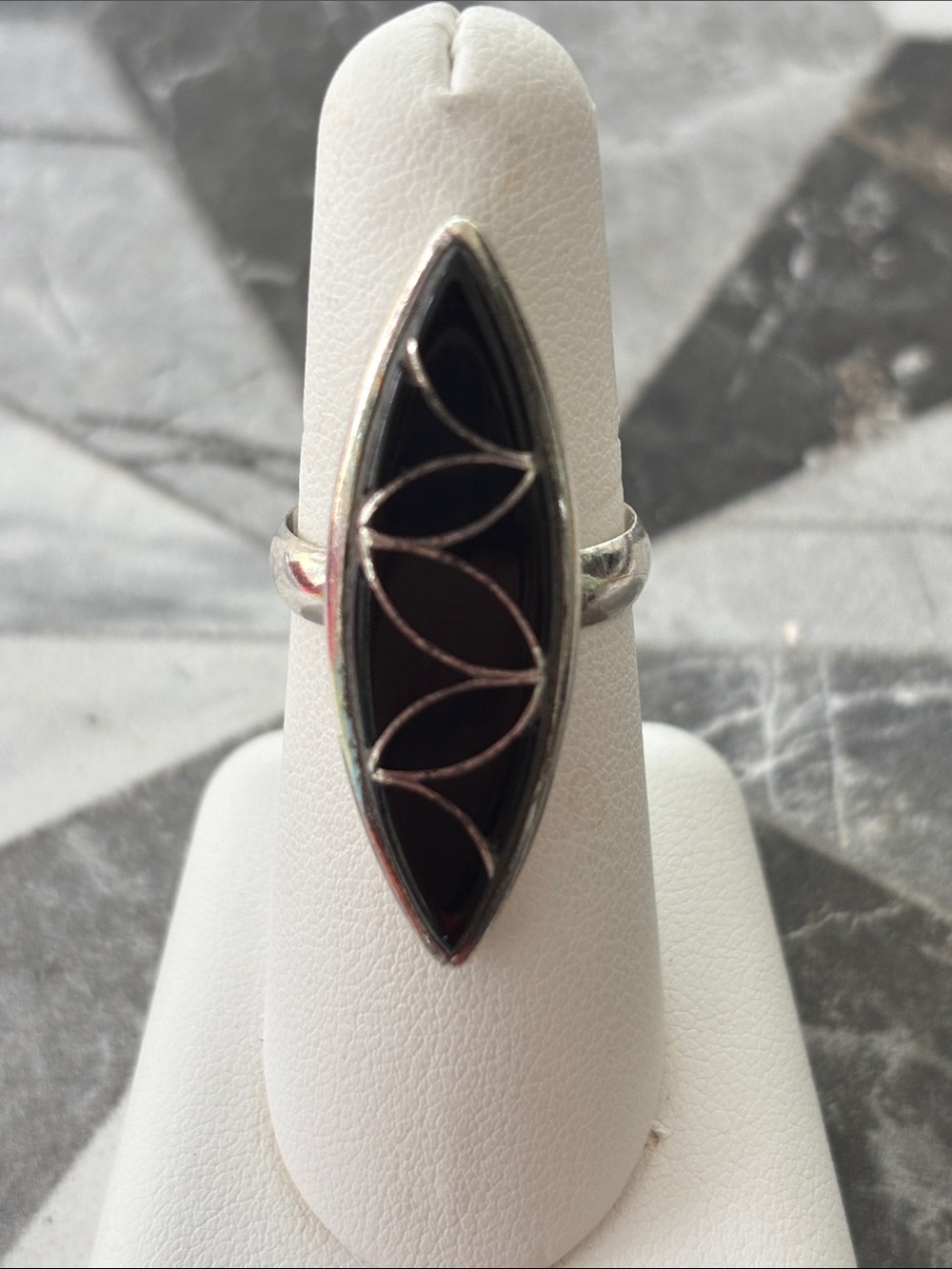 VTG Native American Sterling Silver Onyx Ring